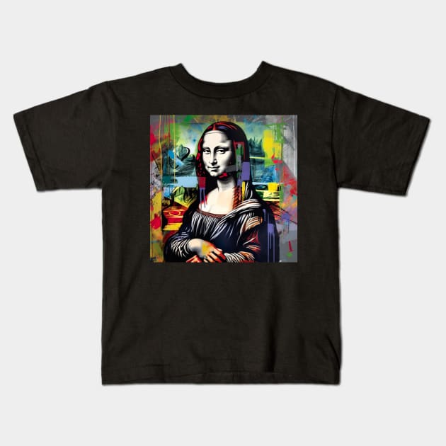 Graffiti Mona Lisa: A Colorful Twist on a Classic Portrait Kids T-Shirt by naars90